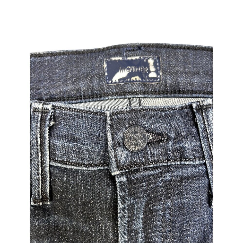 Mother The Insider Ankle Fray 25 Dark Wash Stretch Designer Casual Office - Picture 4 of 5